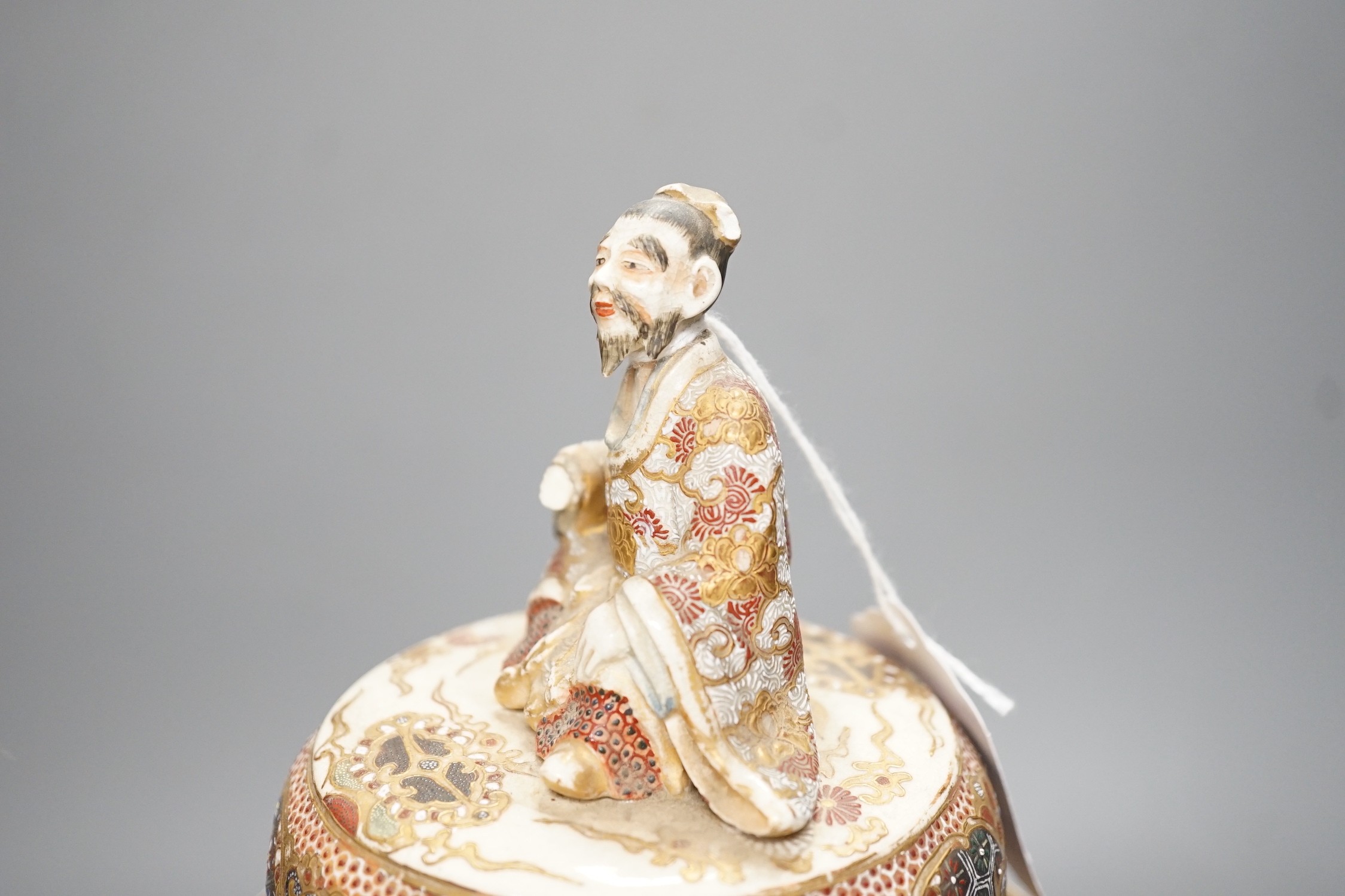 A Japanese Satsuma jar and cover, Meiji period, 29cm high 29cm, cover a.f